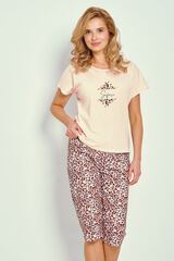 Пижама женская со штанами капри TARO 3320/3362 CHRISSY | Персиковый + леопард