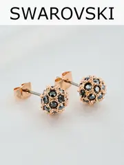 Серьги Черные шарики с кристаллами Swarovski