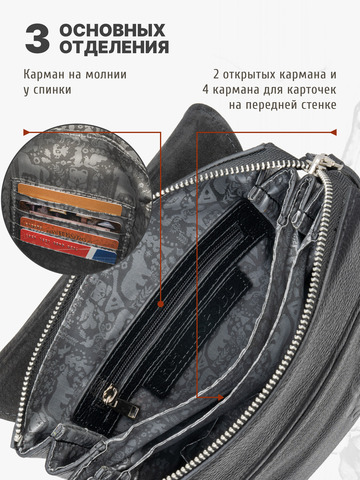 Кожаная мужская сумка-планшет чёрного цвета