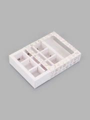 Коробка с окном под 9 конфет « Золотой Новый год» 13.8×13.8×3 см