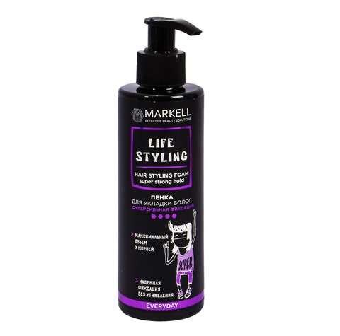 Life Styling Пенка для укладки волос суперсильная фиксация 195мл Markell — фото 4