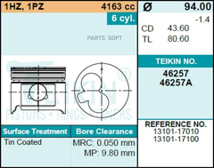 Поршень двигателя TEIKIN 46257 0.50 (6шт/упак)