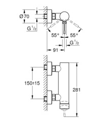 Смеситель однорычажный для душа GROHE Essence, темный графит матовый (25252AL1)
