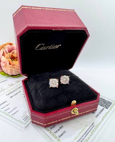 Серьги пусеты каратники C De CARTIER из серебра 925 пробы