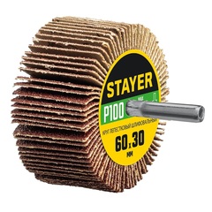 STAYER d 60 x 30 мм, P100, на шпильке d 6 мм, круг шлифовальный лепестковый (36608-100)