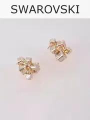 Серьги гроздья Мираж с кубиками Swarovski цвета шампань