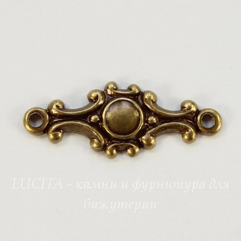 Винтажный декоративный элемент - коннектор (1-1) 20х8 мм (оксид латуни)