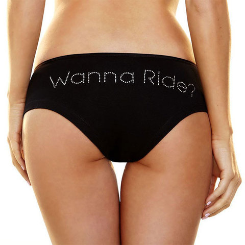 Трусики-слип с надписью Wanna Ride?