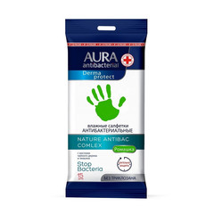 Влажные салфетки антибактериальные Aura 20 штук в упаковке