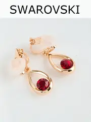 Клипсы-капли Белла с красными кристаллами Swarovski