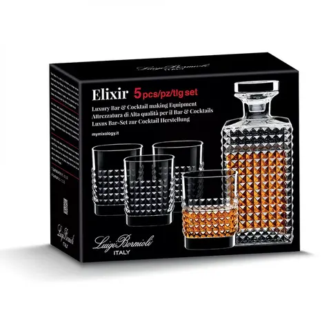 Набор для виски штоф 750 мл 4 стакана 380 мл ELIXIR WHISKY LUIGI BORMIOLI Mixology арт. A12469S0602L990