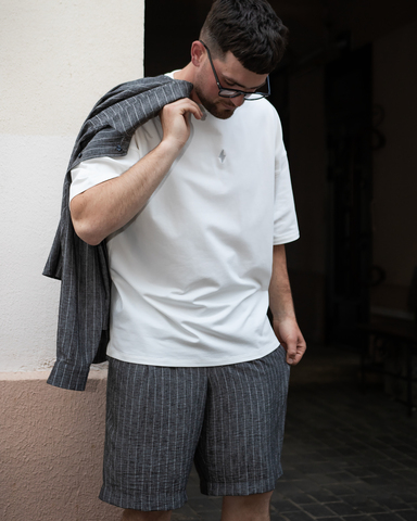 Шорты "Linen stripe" черные