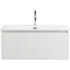 BelBagno UNO-800-1C-SO-BO База под раковину подвесная с фрезерованными ручками по всей длине фасада с одним выкатн. ящ., Bianco Opaco, 800x455x350 фото