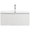 BelBagno UNO-800-1C-SO-BO База под раковину подвесная с фрезерованными ручками по всей длине фасада с одним выкатн. ящ., Bianco Opaco, 800x455x350