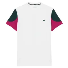 Теннисная футболка Lacoste Sport Printed Colour-Block - white/green/fuchsia pink