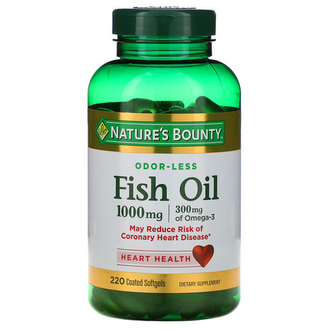 Nature's Bounty, Рыбий жир, 1000 мг, 220 мягких капсул в оболочке