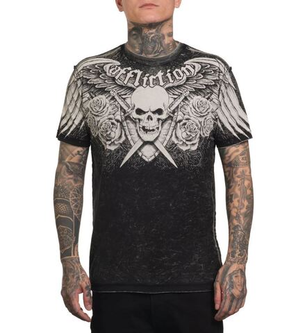 Affliction | Футболка двусторонняя мужская Wage Chaos Rev. Tee A27817 обратная сторона перед