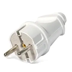 Вилка сетевая 16А, с/з прямая, белая, 89-0-049(G-A101) (Universal) 89-0-049