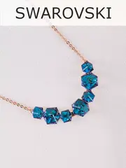 Колье дуга Мираж с синими кристаллами Swarovski