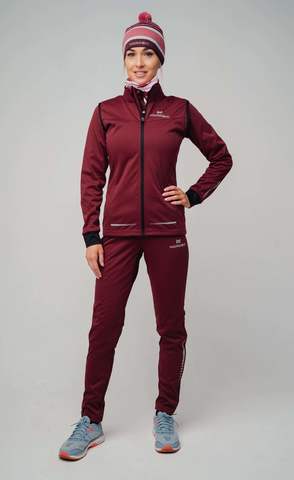 Nordski Pro разминочные лыжные брюки женские бордо