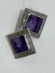 Пиония (серьги из серебра)