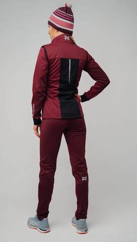 Nordski Pro разминочные лыжные брюки женские бордо