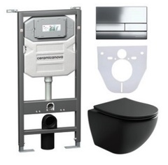 Ceramica Nova CN4002MB_1002CH_1000 Комплект: Подвесной унитаз + Шумоизоляционная панель для инсталляции + Система инсталляции для унитазов с кнопкой смыва фото