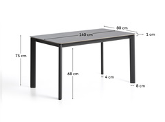 Уличный стол Anafi с графитовой столешницей из спеченного камня, 140 x 80 см