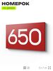 Номер на дверь 650, табличка на дверь для офиса, квартиры, кабинета, аудитории, склада, красная 120х70 мм, Айдентика Технолоджи