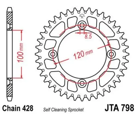 Звезда ведомая алюминиевая JTA798 46BLK
