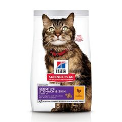 Hill's Sensitive Stomach & Skin  сухой корм для кошек c чувствительной кожей и желудком 1,5кг