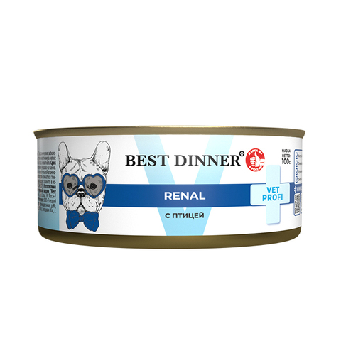 Best Dinner Renal консервы для собак диетический корм при заболеваниях почек (птица) 100 гр