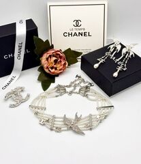 58742- Серьги CHANEL ПТИЦЫ длинные с кристаллами