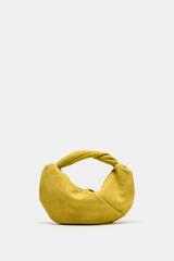 ZARA КОЖАНАЯ СУМКА СО СБОРКАМИ, ЛАЙМОВЫЙ ЗЕЛЕНЫЙ