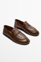 Massimo Dutti Лоферы из тисненой кожи, желто-коричневый