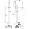 Gessi Ovale 24964#031 Смеситель для ванны напольный, с ручным душем и шлангом 1500 мм., внешняя часть, цвет хром