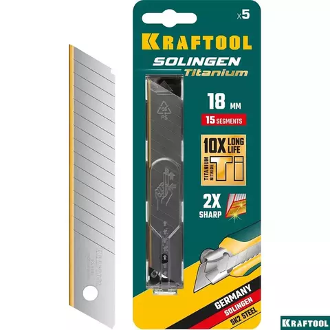 KRAFTOOL 18 мм, 5 шт, сегментированные лезвия (09606-TIN-18-S5)