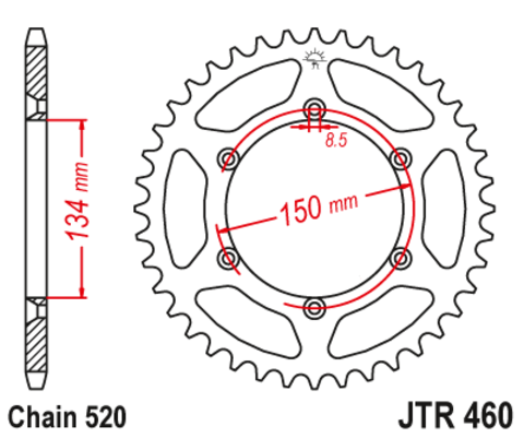Звезда JT ведомая JTR460.50 зуб KX450 KX250 KX125 KDX250 KLX300