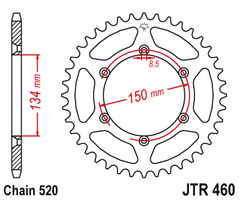 Звезда JT ведомая JTR460.50 зуб KX450 KX250 KX125 KDX250 KLX300