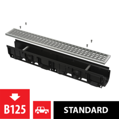 Alcaplast AVZ102-R103 Дренажный канал 100 мм с интегрированной пластиковой рамой и оцинкованной решеткой фото