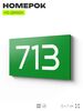 Номер на дверь 713, табличка на дверь для офиса, квартиры, кабинета, аудитории, склада, зеленая 120х70 мм, Айдентика Технолоджи