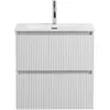 BelBagno UNO-700-2C-SO-BO База под раковину подвесная с фрезерованными ручками по всей длине фасада с двумя выкатн. ящ., Bianco Opaco, 700x455x608
