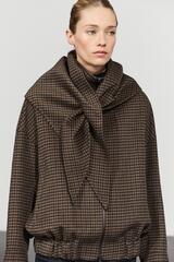 Massimo Dutti Бомбер в клетку виши с платком, коричневый