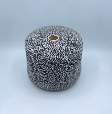 Бобинная пряжа (пр.Италия),2/15 750м/100гр, 100% Шерсть, цвет-Черно-белое мулине. арт-34457