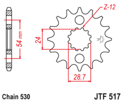 Звезда передняя JTF517.17 KAWASAKI ZZR 1100 1200 1400 ZX 14