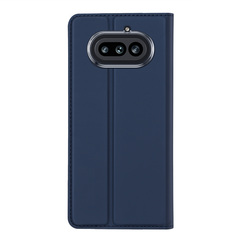 Чехол книжка из кожи синего цвета для Nothing Phone 4a, серия Skin Pro Series от Dux Ducis