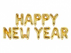 Шар-надпись "Счастливого Нового года" [Happy New Year] (золото) (422х46 см)