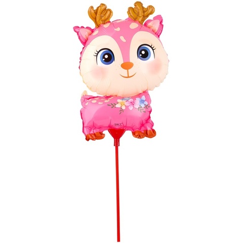 Шар К Мини-фигура на палочке, Олень розовый, 13