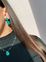 24559 - Серьги из серебра с подвесками из каплевидных кварцев цвета турмалин