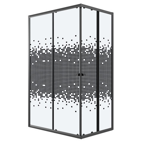 Душевое ограждение Niagara Eco NG-1018-14QBLACK (100х80х190) прямоугольник,раздвижное,черный,стекло мозаика,1 место